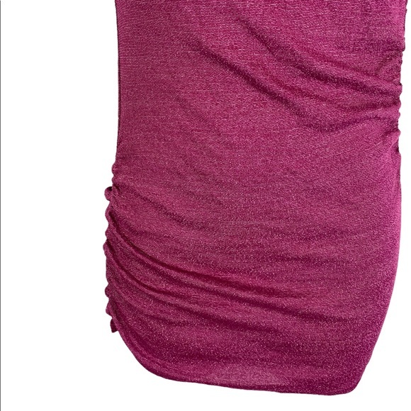 Michael Stars One Shoulder Top Pink Side Ruching Stretchy One Size Fits Most - Picture 4 of 8